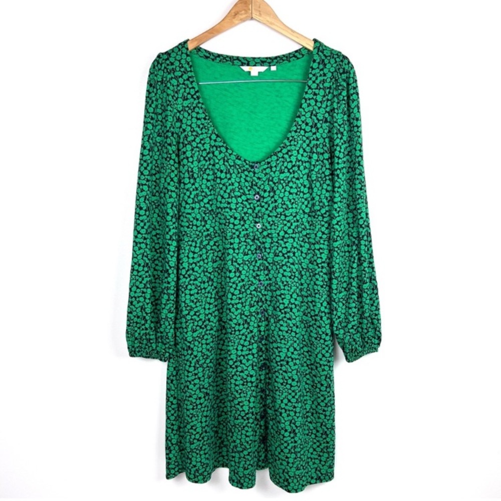 Boden Button Front Jersey Floral Mini Dress